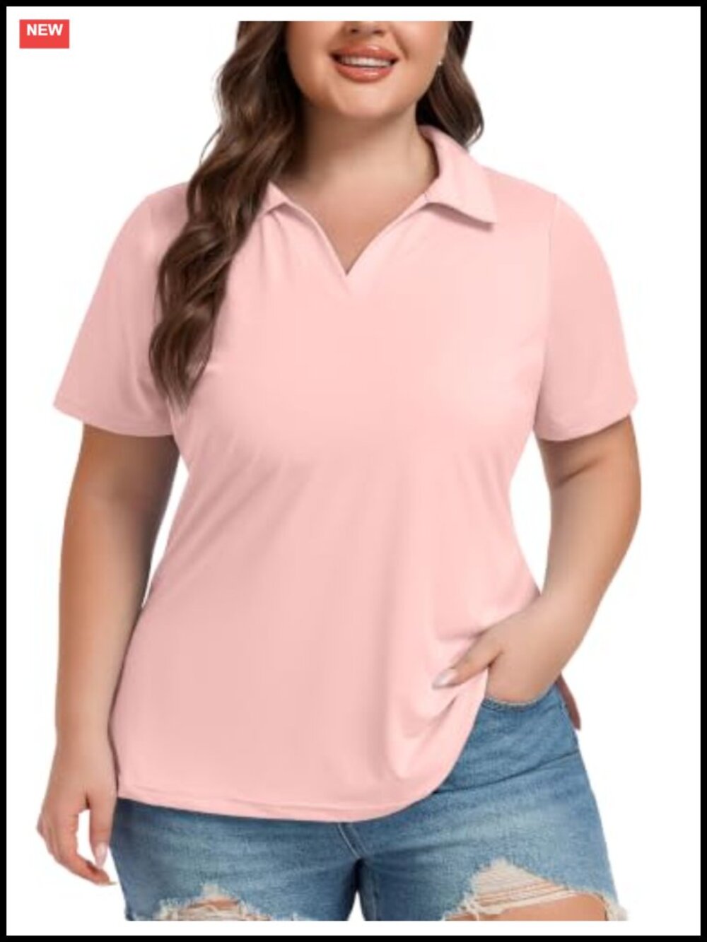 COOTRY Womens Plus Size Polo Shirt UPF 50 Short Sleeve Golf Tennis